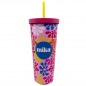 VASO BICOLOR CON TAPA 750 ML - MK HOJITAS COLORES