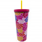 VASO BICOLOR CON TAPA 750 ML - MK HOJITAS COLORES