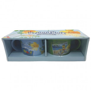 SET DE 2 TAZAS DE PORCELANA - SF POSTAL FROGENCIO