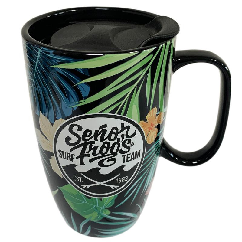 TAZA ALTA DE PORCELANA 500 ML - SF FLOWERS SURF